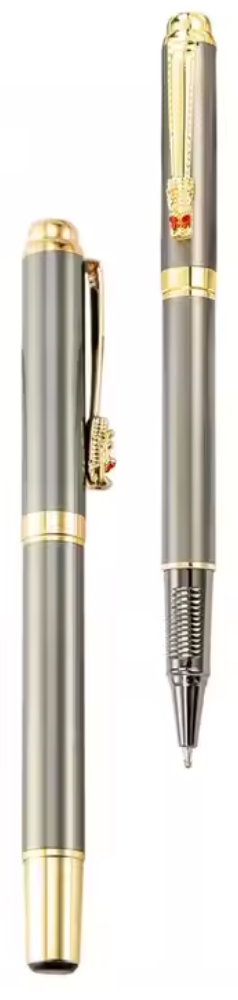 Metal Gel Pen with Dragon and Diamond Clip