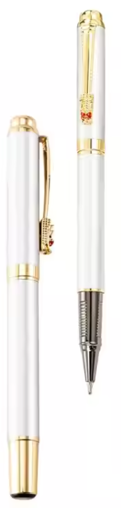 Metal Gel Pen with Dragon and Diamond Clip