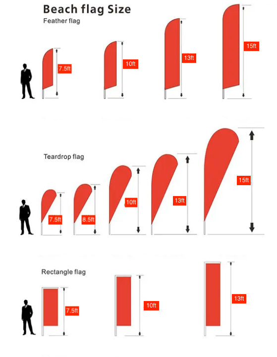 (Feather, Tear Drop, Rectangle) Flag