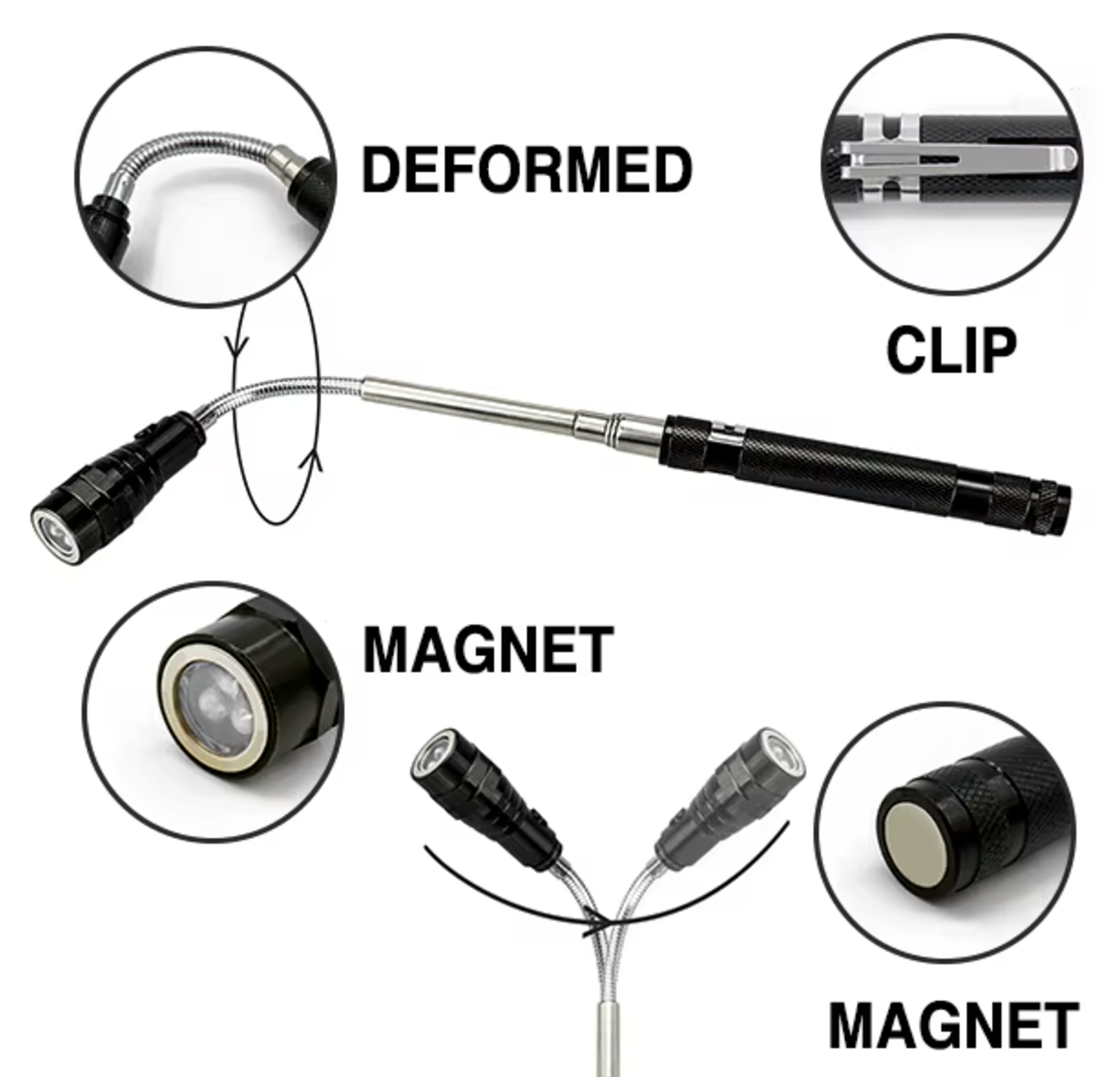 Aluminum Multifunctional LED Flashlight with Magnetic Base