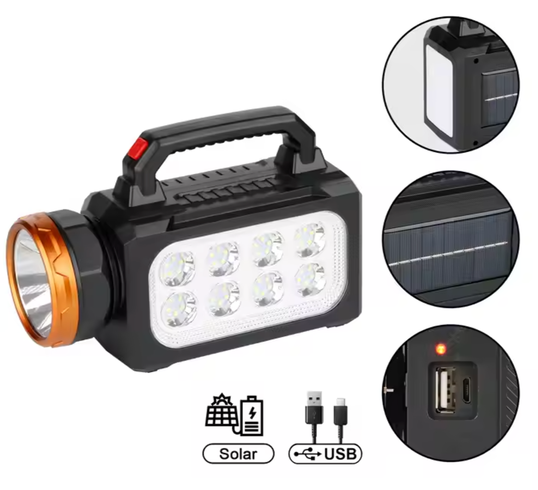 Multi-Functional Portable Lamp with Three Light Sources and Solar Charging