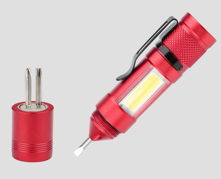 Mini USB COB LED Flashlight with Magnet, Clip, and Screwdrivers